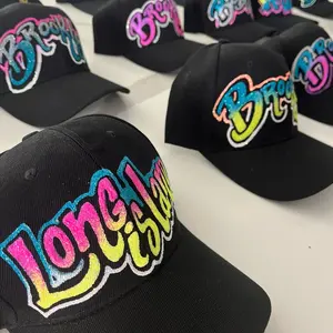 Rdot Designs Custom Painted Glitter Cap - Personalized Long Island Hat with Sparkle and Glamour for Branding and Celebrations