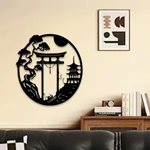 1pc Japanese Torii Metal Wall Art, Japanese Torii Statue Mural, Perfect for Zen Room, Office, Asian Wall Decor, Japanese Decor, Ideal Gift for Japan Enthusiasts,Perfect For Halloween/Christmas/Easter decor.