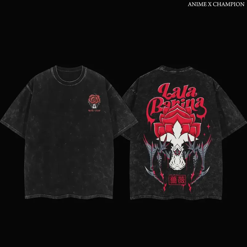 Monster Hunter Wilds Lala Birana Vintage Washed Oversized Tee & Hoodie | Retro Game Graphic Apparel | Faded Streetwear For Hunter Fans | Soft Cotton Washed Outfit Essential B