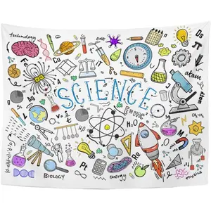 Tapestry Science Classroom Engraved in Old Sketch and Vintage Scientific Formulas Calculations Home Decor Wall Hanging for Living Room Bedroom Dorm 50x60 inches