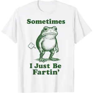 Humorous Farting Frog T Shirt for Casual Wear