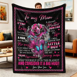 Flannel Throw Blanket for Mom - Soft, Comfortable, Funny Slogan Print, Breathe, Message, Graphic Text, Statement Decorative Bedding Accessory - Thoughtful Gift From Son for Mother's Day, Christmas, Birthday - summerwins, Breathe Blankets, Slogan Print Bla