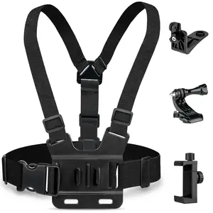 CAMOLO Smartphone Chest Head Neck Mount, Harness Strap Holder Universal Cell Phone Clip, for Action Camera POV, Gopro Akaso Samsung iPhone, Cell Phone Chest Holder Mount for Recording Devce Video or Filming