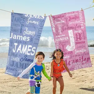 Personalized Kids Beach Towels Custom Sand Free Microfiber Beach Towel with Names & Monogram Customized Quick Dry Pool Towels for Girls Boys Standard Size Easter Gifts for Kids