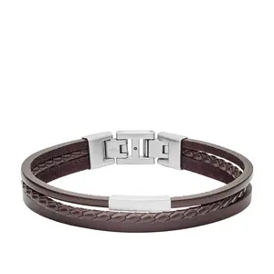Fossil Men's Brown Multi-Strand Leather Bracelet