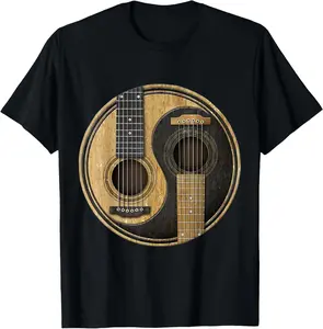 100%cotton Ying Yang Guitar T-Shirt Guitar Player TShirt T-Shirt
