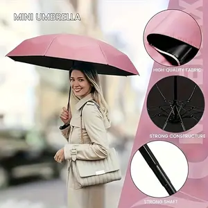 Birthday Gift Halloween Christmas Present, Portable Ultra-Light Manual Six-Fold Folding Sun Rain Umbrella, Zipper Box Dual Use