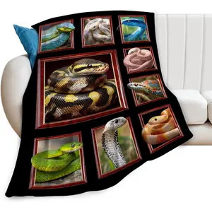 Snake Blanket Soft Fuzzy Fleece Colorful Snakes Throw Blankets Decor Cozy Warm Plush Flannel Blanket Gifts for Boys Girls Men Women Home Chair Sofa Couch Bed 50"X40"