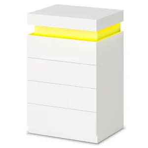 Nightstand with Sliding Top and 4 Drawers White