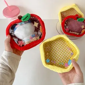 A cute Cartoon Apple Plush Bag Doll Display Storage Bag Backpack Decorative Hanging Bag Hangable Portable Sweet Style Bag for Girls Daily Use