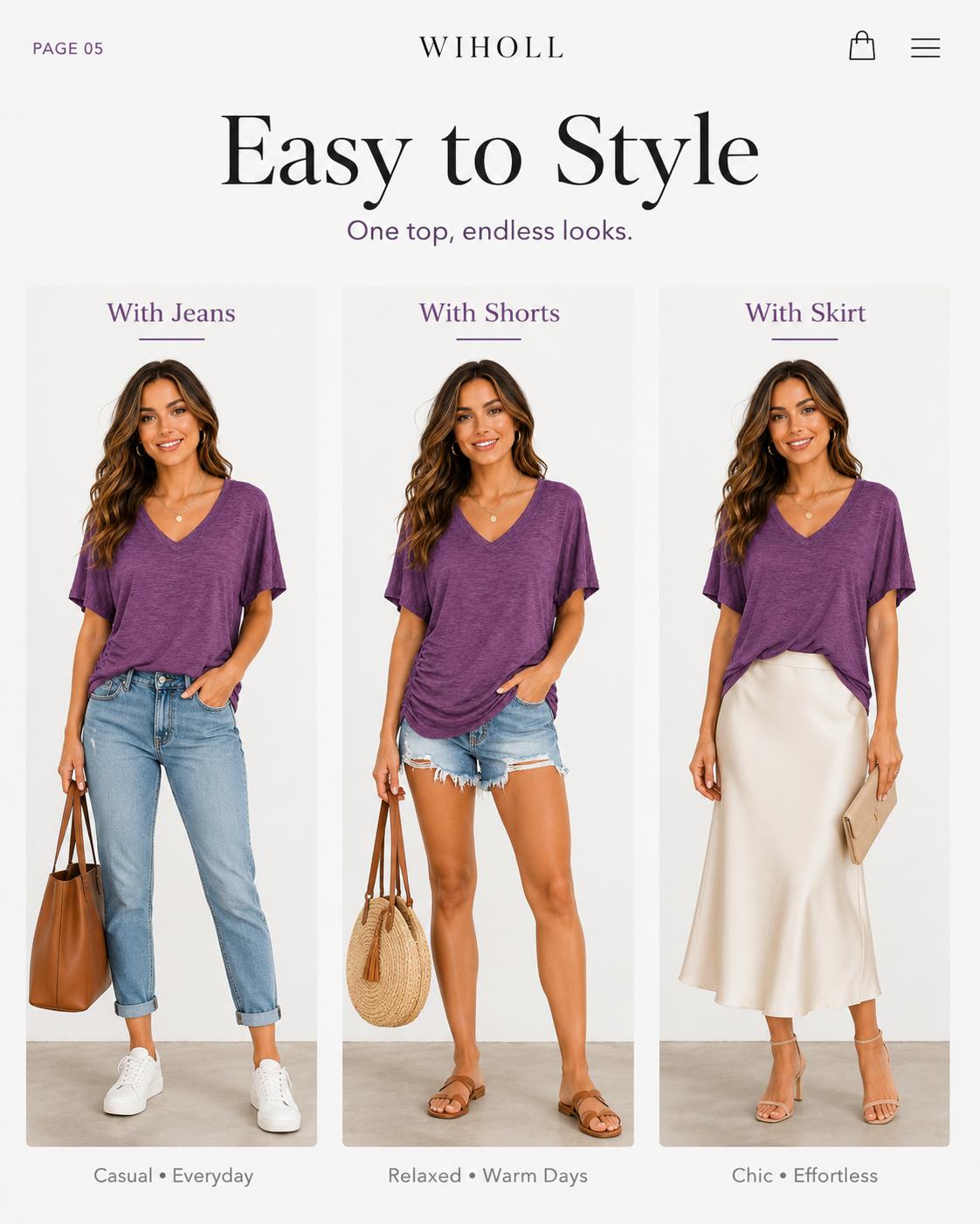 WIHOLL Womens Short Sleeve V Neck Dolman Tops with Side Shirring Loose Fit Shirts WIHOLL Womens Short Sleeve V Neck Dolman Tops with Side Shirring Loose Fit Shirts