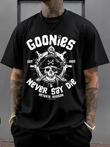 Unisex "The Goonies" Retro Movie Graphic T-Shirt – Black & White Print, Nostalgic 80s Aesthetic, Soft Cotton Blend, Oversized Fit, Perfect for Movie & Nostalgia Fans, Durable High-Quality Print, Ideal for Daily Wear/Outings
