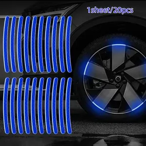 Reflective Wheel Stickers, Enhance Safety with Glowing Rim Stickers, Suitable for Cars, Motorcycles, Bicycles, Automotive Car Accessories, 1 Sheet/20 Pcs