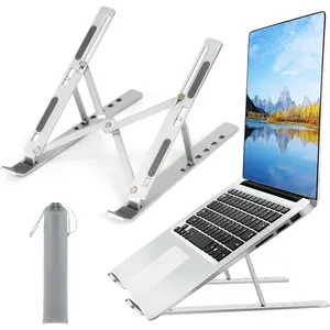 Laptop Stand for Desk, Aluminum Alloy-Laptop, 6-Level Adjusment, Ventilation and Heat Dissipation, Sturdy and Durable, Silver (8-16”)