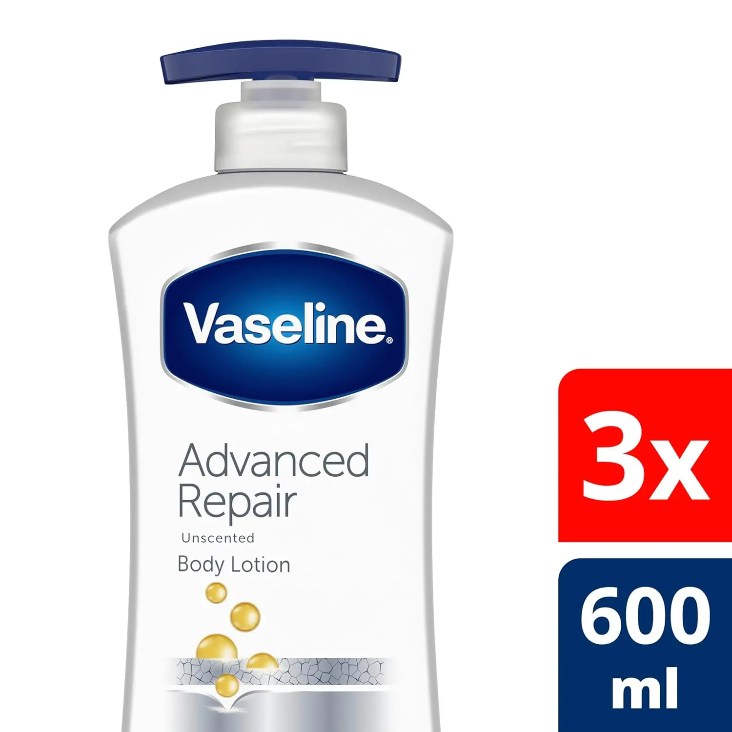 Unilever Vaseline Intensive Care Advanced Repair Body Lotion - Body Care Moisturizer with Ultra-Hydrating Lipids, 48-Hour Moisture, Dermatologist-Tested for Extremely Dry Skin, Unscented, 20.3 fl oz (Pack of 3)