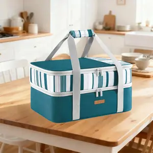 Lifewit Insulated Casserole Carrier Hot Cold Food Carrier with Lid & Carrying Case for Potluck Picnic Cookouts Black