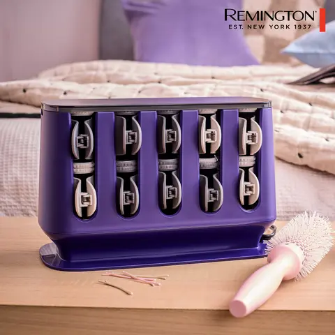 Remington Heated Hair Setters, Gloss Hot Rollers, Infused with Micro-Conditioners to Add Shine As You Style, 20 x Rollers, in 2 sizes, Easy Use Clips, Velvet Rollers For Non-Stick Curling, Haircare