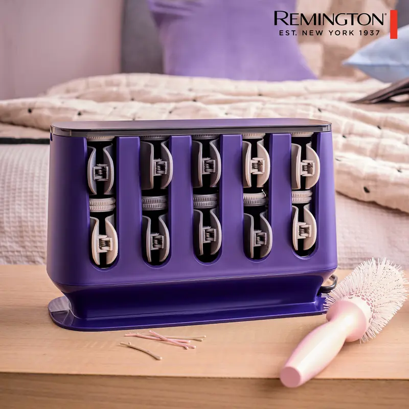 Remington Heated Hair Setters, Gloss Hot Rollers, Infused with Micro-Conditioners to Add Shine As You Style, 20 x Rollers, in 2 sizes, Easy Use Clips, Velvet Rollers For Non-Stick Curling, Haircare