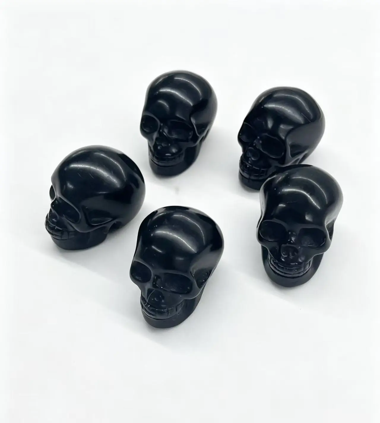 1pc Natural Obsidian Skull Carvings - Hand-Carved Gemstone Figurines for Home Decor, Crystal Healing, and Unique Gift