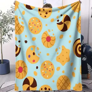 Cartoon Cookie Pattern Blanket 1PC, Nap Blanket Sofa Cover Pet Blanket, Perfect Gift for Family Friends, Cozy and Soft