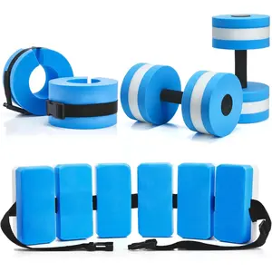 5 Pcs Full Body Pool Aquatic Exercise Set Water Workout for Physical Therapy and Aerobics Includes Adjustable Flotation Belt Aquatic Dumbbells Ankle Weights for Fitness