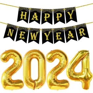 Giant 40 Inch Gold 2024 Balloon Numbers - Glitter 10 Feet Happy New Year BannerNo Diy | New Years Eve Party Balloons For Happy New Years Decorations 2024 | New Years Eve Party Supplies 2024