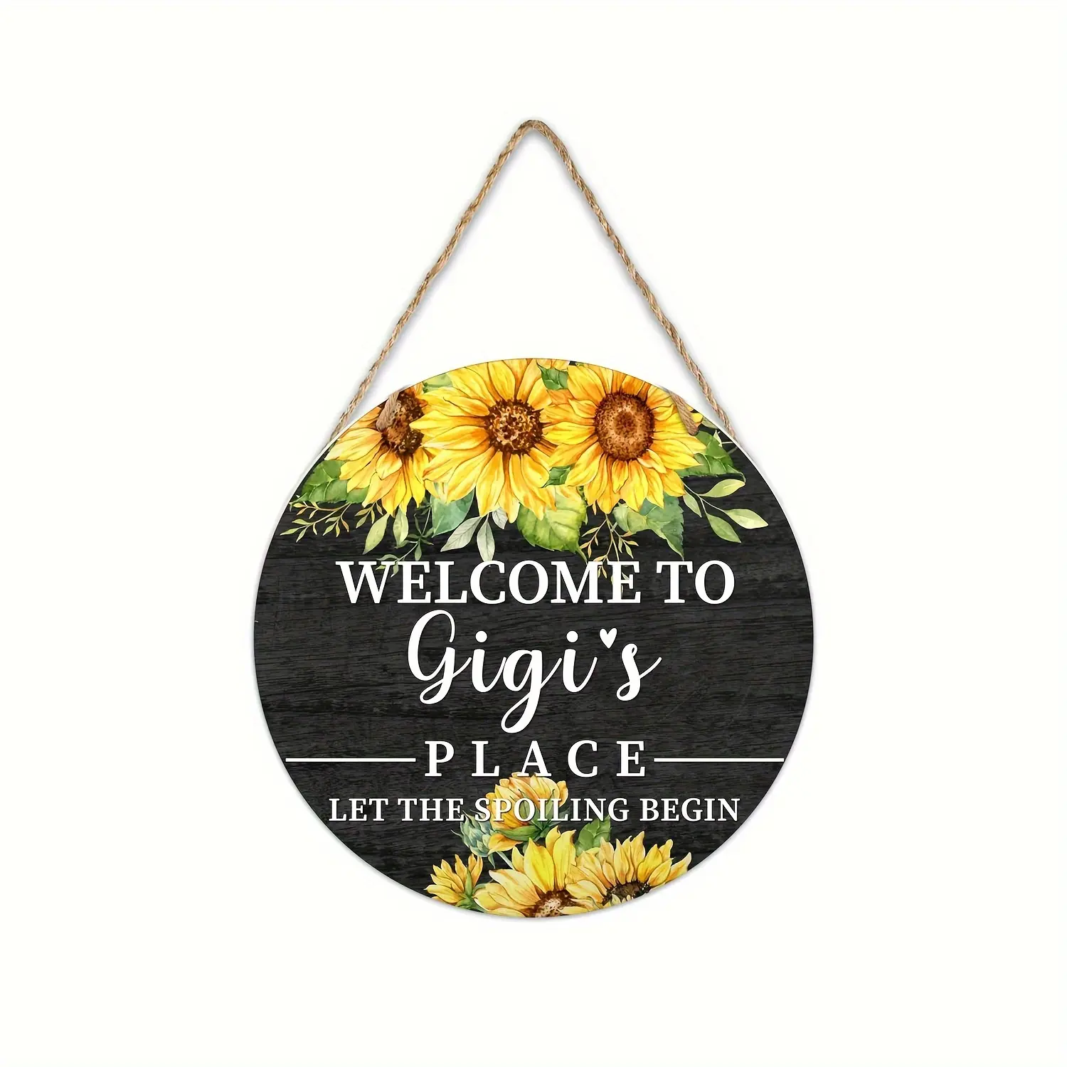 WelcomeSign,FarmhouseDecor,ForFrontDoor,GrandmaGiftsWelcomeDoorSignWallArt,8"SunflowerRoundWoodSignHangingPlaqueForOutdoorFarmhouseGardenPorchHome30*30Cm/12*12Inches