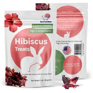 Snout and Shell Hibiscus Treats – 100% Natural Dried Hibiscus Flowers for Rabbits, Guinea Pigs, Chinchillas & Small Pets – Antioxidant-Rich, Immunity-Boosting Healthy Snack – All-Natural, Additive-Free, 1 oz