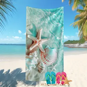 Starfish Pattern Quick-Drying Microfiber Beach Towel - Lightweight, Absorbent, Machine Washable, Suitable for Swimming, Camping, and Vacation