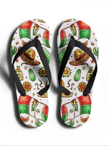 Women's Random Mexican-themed Print Slides, Casual Comfortable Soft Beach Sandals for Men and Women, Stylish Summer Footwear for Daily Wear, Walking Shoes