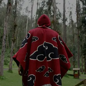Naruto Black Cloud Poncho - Handmade Warm & Cozy Winter Wear with Unique Design - One Size Fits All