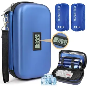 TSA Approved Medication Diabetic Cooler for Travel with Fahrenheit Temperature Display, Includes 2 Reusable Ice Packs Durable Insulated Bag Insulated Waterproof