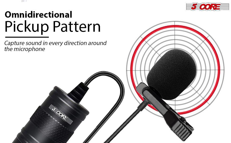 5 Core Microphone 2 Pc Professional Lavalier Mic Wearable Omnidirectional 3.5mm Body Lapel Mics
