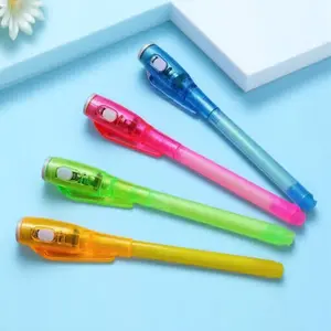 UV Light Invisible Ink Pen, 4 Counts/set Colorful Invisible Ink Marker Pen with UV Light, Writing Learning Tool for Students, Party Creative Gift, Art Markers Pen