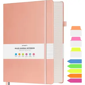Large B5 College Ruled Lined Journal Notebook 314 Numbered Pages with Index Stickers 100gsm Thick Paper Hardcover Vegan Leather Journal for Women Men School Office Pink