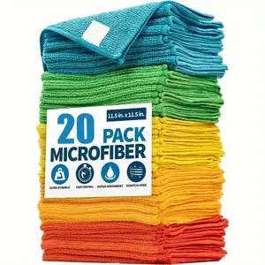 20 pieces of ultra-fine fiber cleaning cloth set, random color - home multifunctional wiping cloth, durable and absorbent, suitable for living rooms, kitchens, bathrooms, and furniture. It is a multi-purpose towel made of absorbent non-woven fabric.