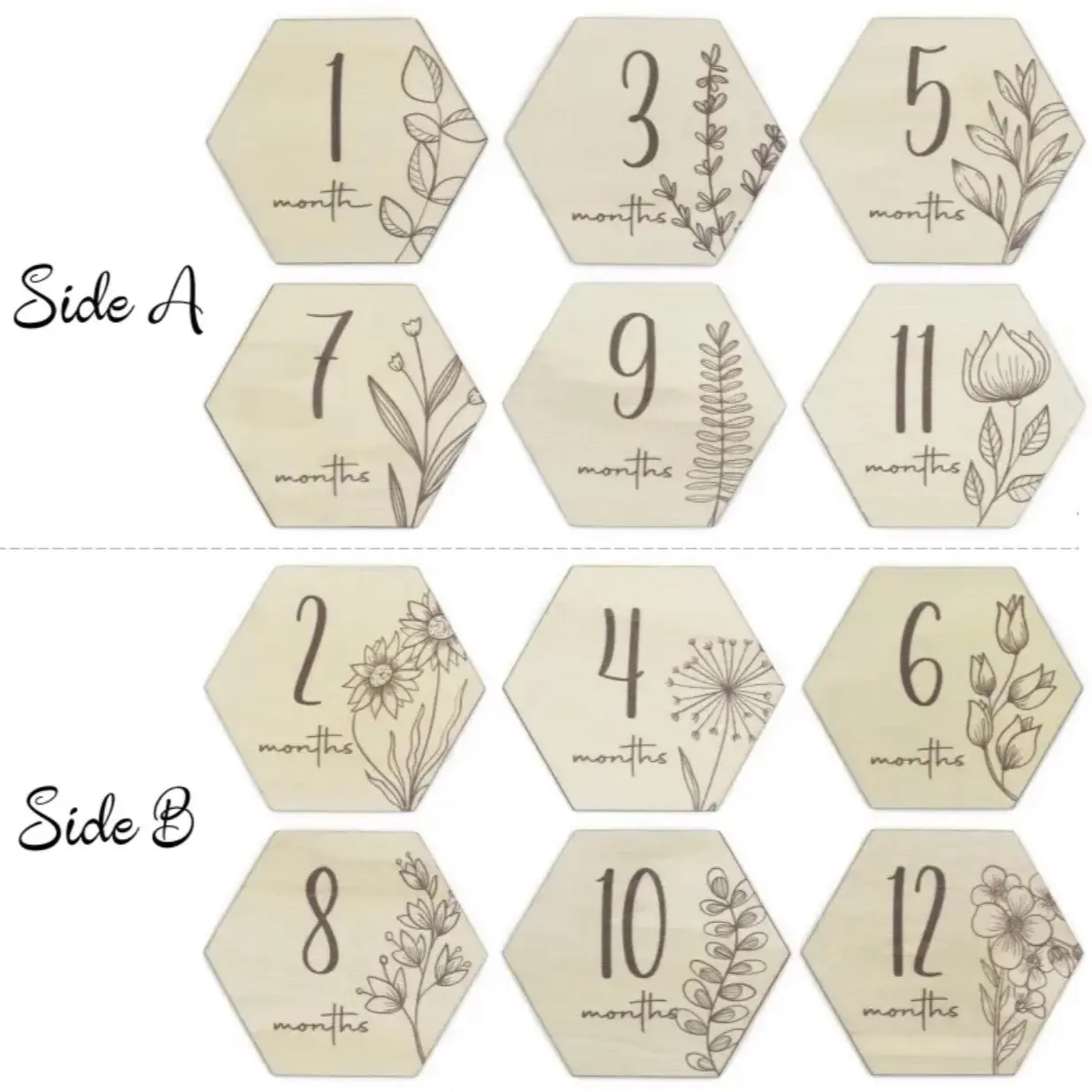 Wooden Milestone Discs - Customizable Baby Growth Tracker