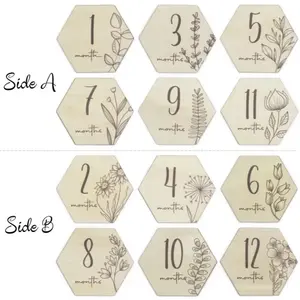 Wooden Milestone Discs - Customizable Baby Growth Tracker