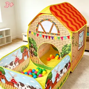 Kids' Garden Farm Villa Tent with Ball Pit | Large Portable Foldable Yellow Playhouse | Pop-Up Castle Tent | Outdoor Party & Beach Toy | Holiday Gift (Birthday/Christmas/Thanksgiving/Halloween) | No Accessories, Lights or Balls | Toddler Play Tent