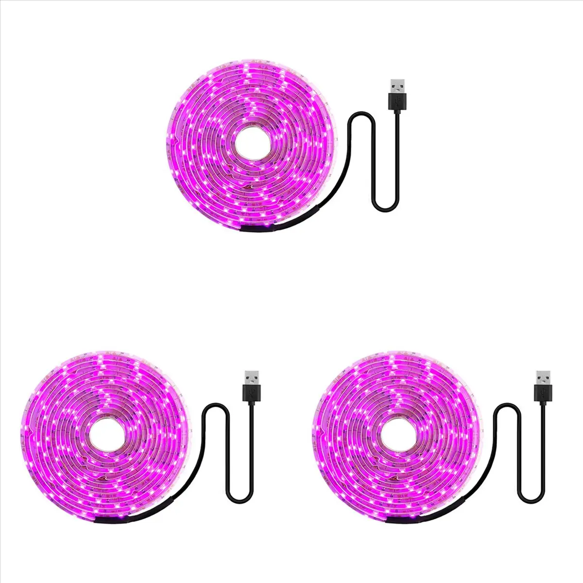3X Full Spectrum LED Grow Light Strip - Self-Adhesive Back, 5V USB Powered LED Strips, 2835 Phyto Lamps, FPC Material, IP65 Waterproof, 100cm Household Appliance Accessory for Grow Tents, Led Lighting