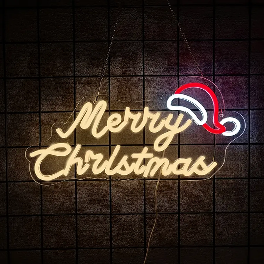Merry Christmas Neon Sign LED Wall Decor, Ideal Atmosphere Light for Home Kids Room, Festive Decoration for Holidays