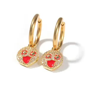 Bold Emoji Drop Earrings - Iced Out 3A Zircon Hiphop Statement Piece