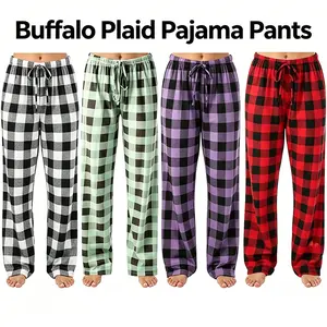 Cozy Girl Spring Plaid Pants | Women‘s Drawstring Polyester Sleep Bottoms | Lightweight Checked Loungewear for Fall & Spring | Breathable Casual Fit