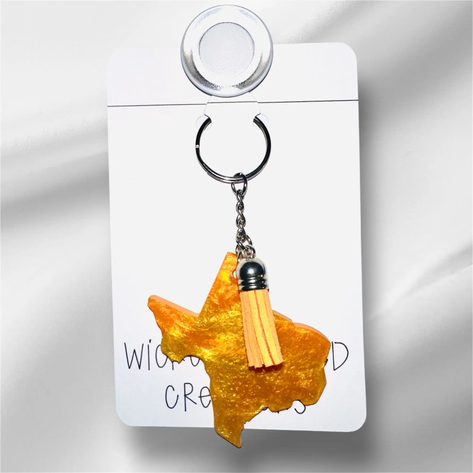 Handmade Resin Texas State Outline Keychain - Glitter Finish, Custom Colors, 1-of-a-Kind Texas Map Collectible, Southern Flair, Ideal Gift for Texans, One-Of-A-Kind