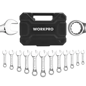 #SpringGlowUp WORKPRO 12-Pack Stubby Wrench Set, Metric 8-19mm, Cr-V Steel, Small Combination Wrenches Set with Premium Storage Case