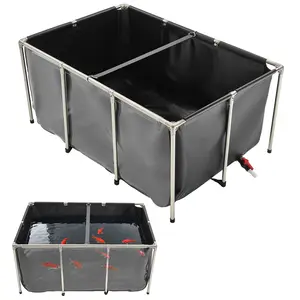 VEVOR Canvas Fish Pond Above Ground Koi Tank 270 Gal/ 470 Gal with Clear Viewing Panel