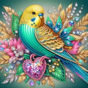 5D DIY Parrot Crystal Diamond Painting Kit, Unframed Wall Art Decor, Perfect Gift for Holidays and Birthdays, 30x30cm Mosaic Making Set, Diamond Art Tools