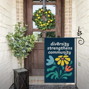 Diversity Strengthens Community Garden Flag, Funny Boho DEI Yard Flags for Outside, Diversity Equality Inclusivity Porch Decor, Civil Rights Flag, Liberal Social Justice Community Yard Sign 12x18 Inch No flagpole include