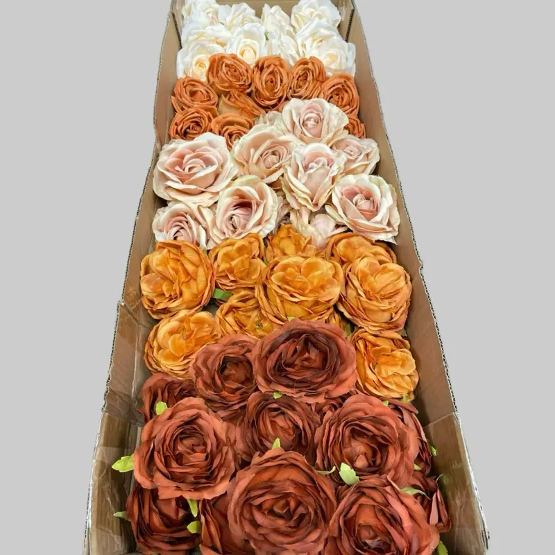 60/70 PCS Mixed Artificial Flower Heads (FS1), No Stems, for DIY Wedding Bouquets, Centerpieces & Event Decor