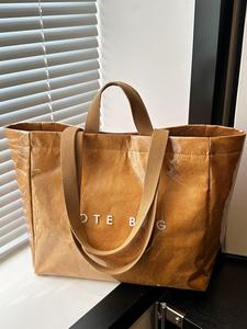 women's solid color tote bag, fashionable large capacity shoulder bag for work & daily used, casual trendy versatile high-quality daily commuting bag, pvc leather satchel, tote bag for women, purse women